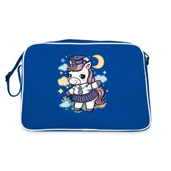Kawaii unicorn wearing school uniform - Retro Bag - blue/white - Back