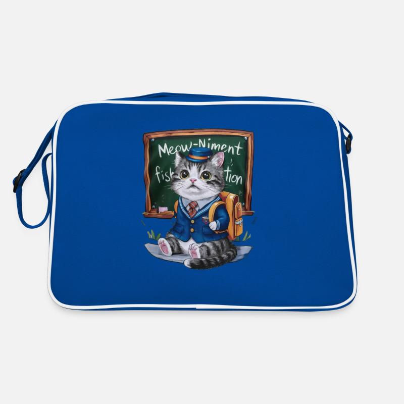 Kawaii cat wears traditional school uniform Retro Bag