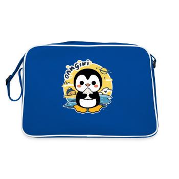 Pingouin kawaii avec boule de riz Onigiri - Sac Retro - bleu/blanc - Dos