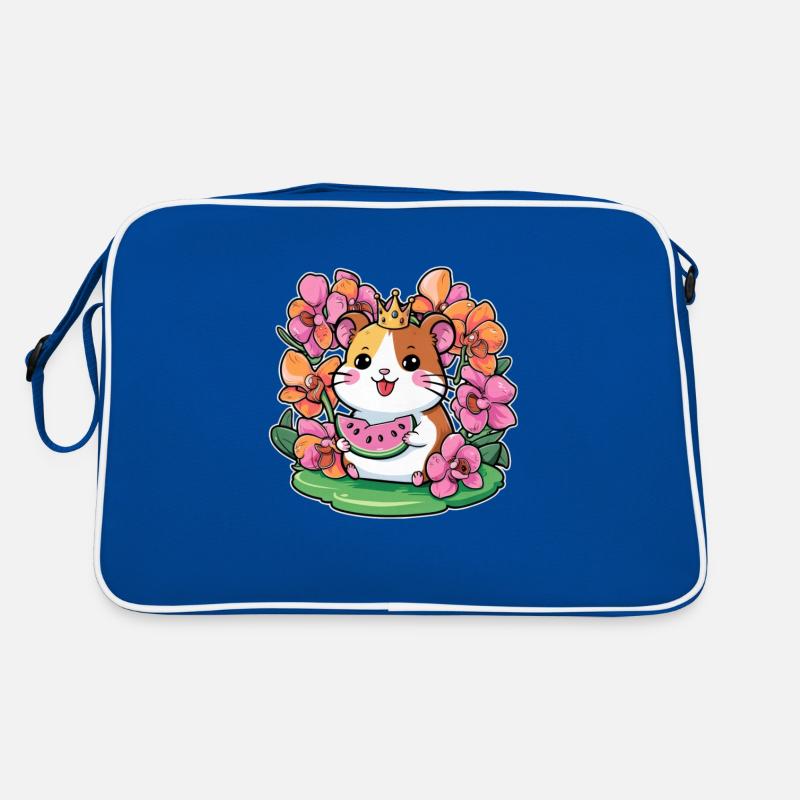Hamster kawaii avec pastèques et orchidées Sac Retro