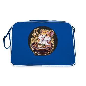 Hamster kawaii avec soupe de nouilles ramen - Sac Retro - bleu/blanc - Dos