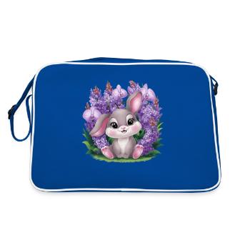Kawaii Bunny with Orchids and Lilac - Retro Bag - blue/white - Back