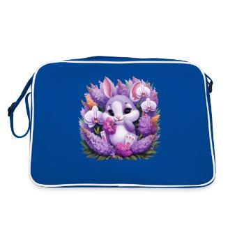 Kawaii Bunny with Orchids and Lilac - Retro Bag - blue/white - Back