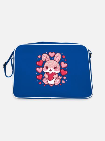Lapin Kawaii dans le style dessin animé - Sac Retro - bleu/blanc - Dos