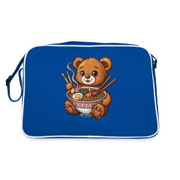 Ours en peluche kawaii avec nouilles ramen - Sac Retro - bleu/blanc - Dos