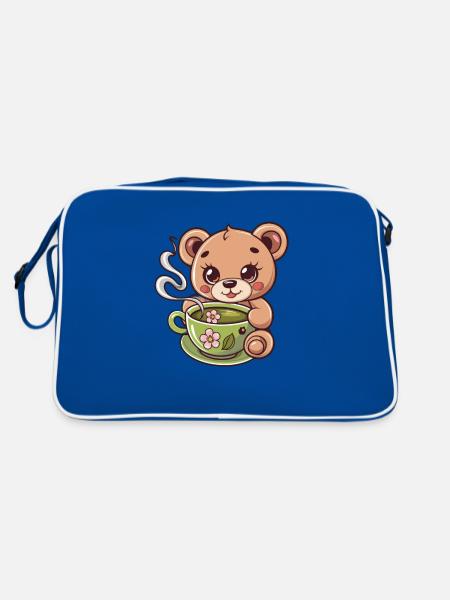L’ours en peluche adore le thé - Sac Retro - bleu/blanc - Dos