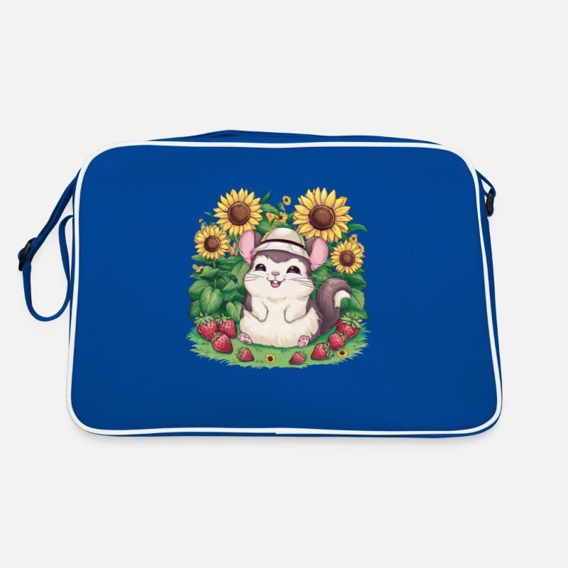 Chinchilla kawaii aux fraises et tournesols Sac Retro