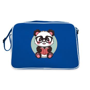 Mignon panda kawaii avec des lunettes et un livre - Sac Retro - bleu/blanc - Dos