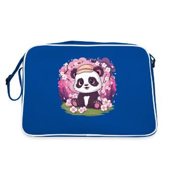 Panda kawaii avec fleurs de cerisier - Sac Retro - bleu/blanc - Dos