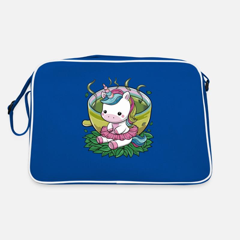 Süßes Kawaii Einhorn liebt grünen Tee Retro Tasche