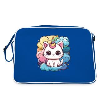 Chat licorne kawaii - Sac Retro - bleu/blanc - Dos