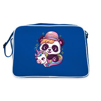 Mignon panda kawaii avec licorne - Sac Retro - bleu/blanc - Dos