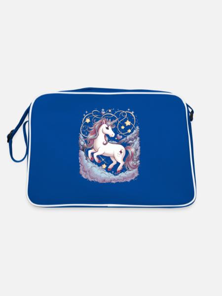 Licorne magique et imaginative avec des étoiles - Sac Retro - bleu/blanc - Dos