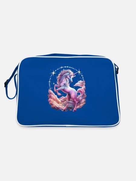 Licorne magique et imaginative avec des étoiles - Sac Retro - bleu/blanc - Dos