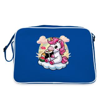 La licorne kawaii adore les sushis - Sac Retro - bleu/blanc - Dos