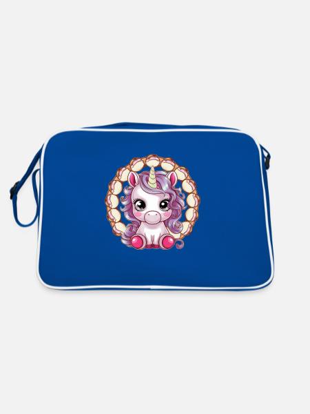 Licorne kawaii avec glace - Sac Retro - bleu/blanc - Dos