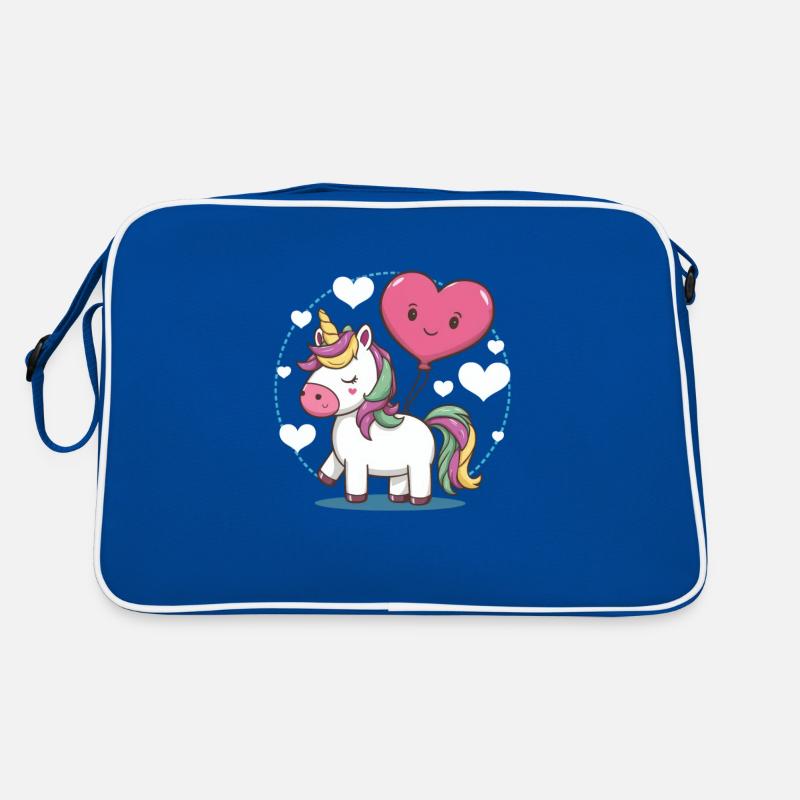 Licorne mignonne avec des ballons en forme de cœur Sac Retro