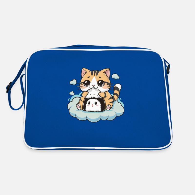 Chat Kawaii mignon avec onigiri Sac Retro