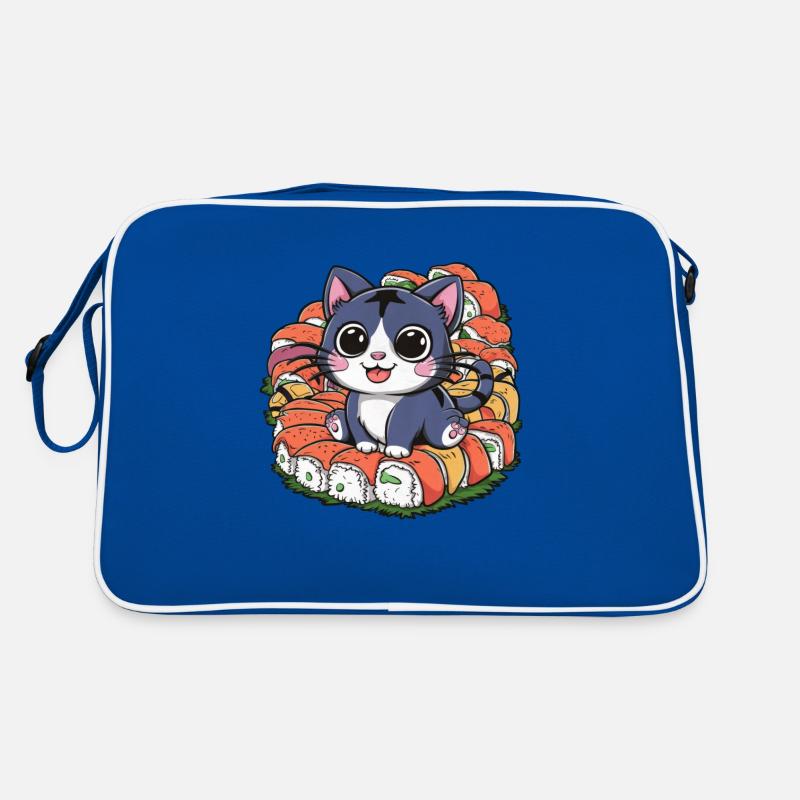 Süße Kawaii Katze liebt Sushi Retro Tasche