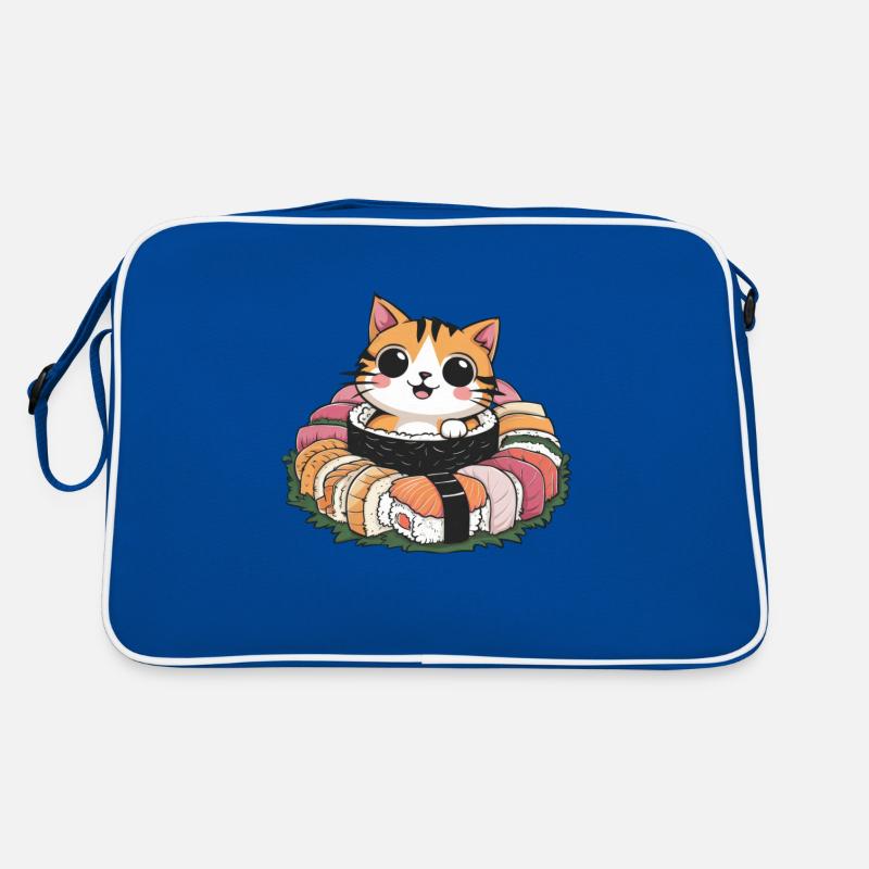 Süße Kawaii Katze liebt Sushi Retro Tasche