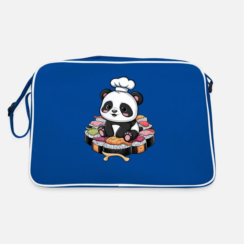 Süßer Kawaii Panda mit großer Sushi Variation Retro Tasche