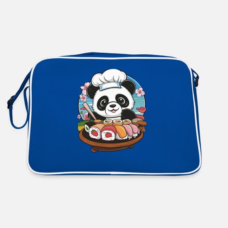 Süßer Kawaii Panda mit großer Sushi Variation Retro Tasche