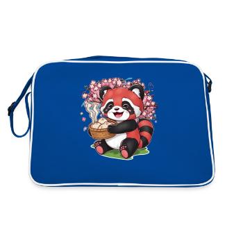 Roter Panda Kawaii mit gefüllten Teigtaschen - Retro Tasche - Blau/Weiß - Hinten