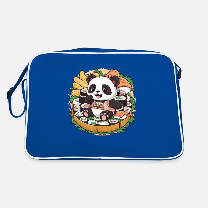 Süßer Kawaii Panda mit großer Sushi Variation Retro Tasche