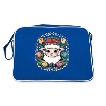 Mouton royal Kawaii avec couronne et tulipes - Sac Retro - bleu/blanc - Dos