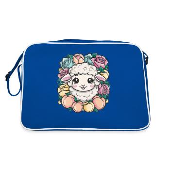 Mouton kawaii aux pêches et aux roses - Sac Retro - bleu/blanc - Dos