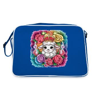 Mouton Royal Kawaii avec des Roses - Sac Retro - bleu/blanc - Dos