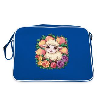 Mouton kawaii aux pêches et aux roses - Sac Retro - bleu/blanc - Dos