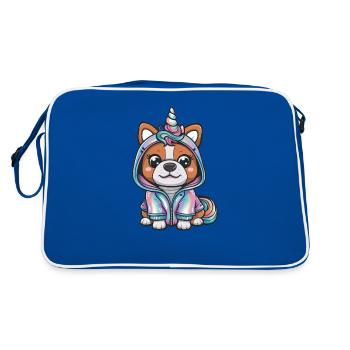 Chien Kawaii avec tenue de licorne - Sac Retro - bleu/blanc - Dos