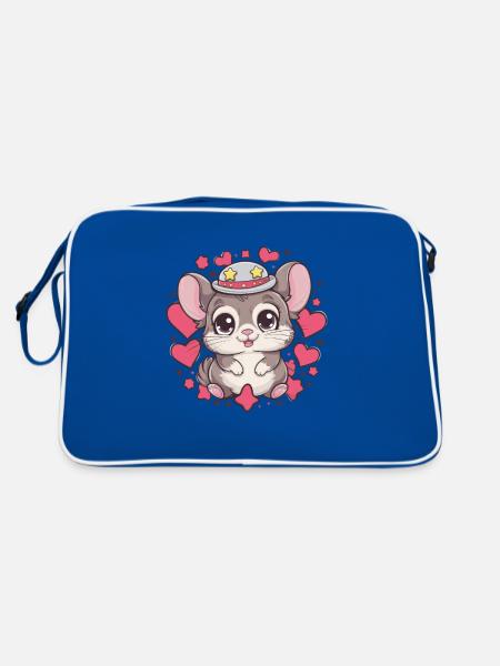 Chinchila kawaii avec cœurs et étoiles - Sac Retro - bleu/blanc - Dos
