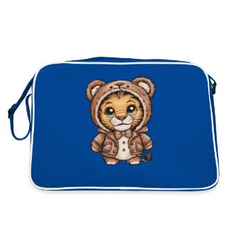 Lion kawaii dans le style dessin animé avec tenue d’ours en peluche - Sac Retro - bleu/blanc - Dos