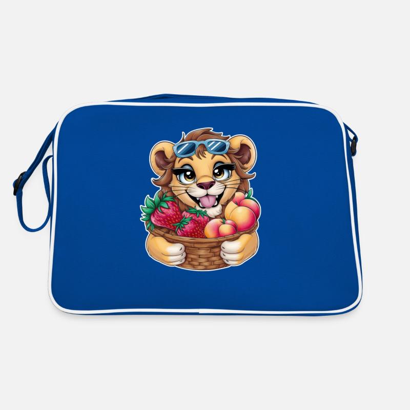 Lion kawaii aux fraises et aux pêches Sac Retro