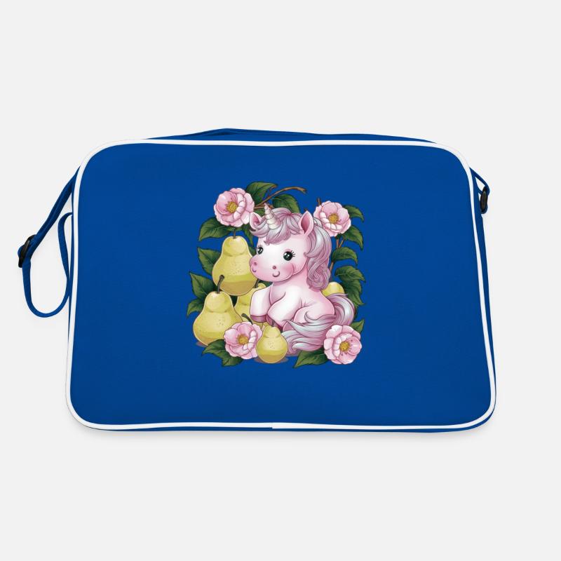 Licorne Kawaii avec Poires & Fleurs Sac Retro
