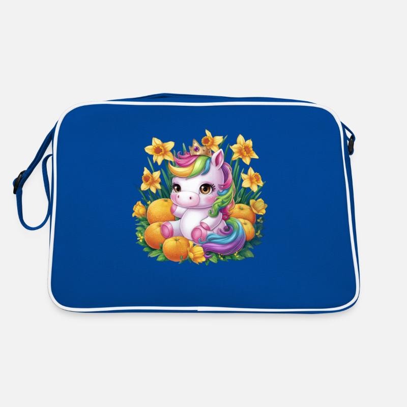 Licorne kawaii aux oranges et jonquilles Sac Retro
