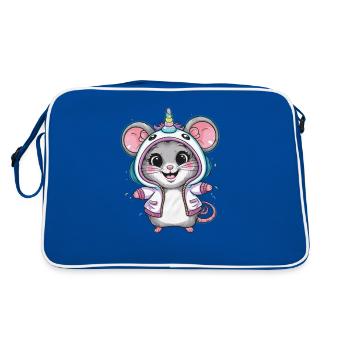 Souris Kawaii avec tenue de licorne - Sac Retro - bleu/blanc - Dos