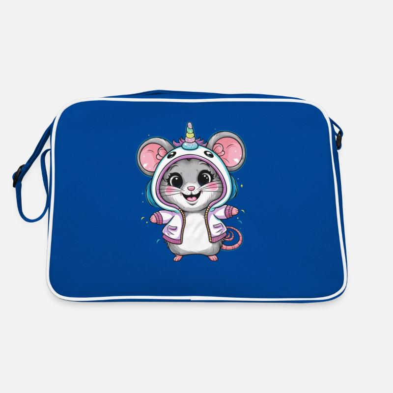 Souris Kawaii avec tenue de licorne Sac Retro