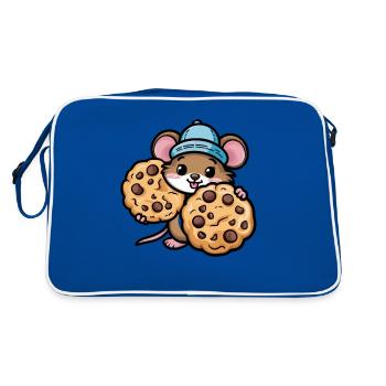 Kawaii Mouse with Chocolate Chip Cookies - Retro Bag - blue/white - Back