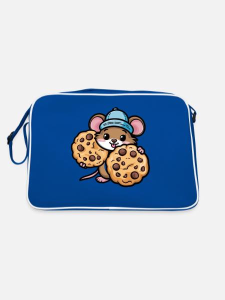Souris kawaii avec biscuits aux pépites de chocolat - Sac Retro - bleu/blanc - Dos