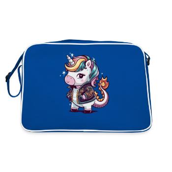 Licorne Kawaii avec tenue de dragon - Sac Retro - bleu/blanc - Dos
