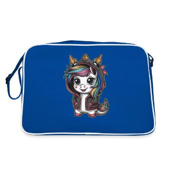 Licorne Kawaii avec tenue de dragon - Sac Retro - bleu/blanc - Dos