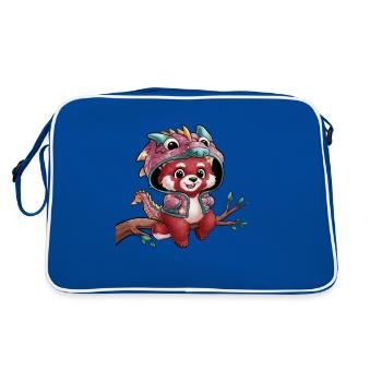 Panda roux avec dragon chinois - Sac Retro - bleu/blanc - Dos