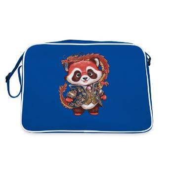 Panda roux avec dragon chinois - Sac Retro - bleu/blanc - Dos
