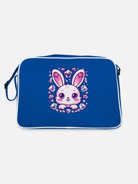 Lapin Kawaii dans le style dessin animé - Sac Retro - bleu/blanc - Dos