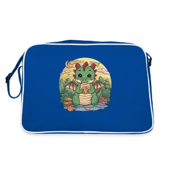 Cute cartoon dragon with chocolate chip cookies. - Retro Bag - blue/white - Back
