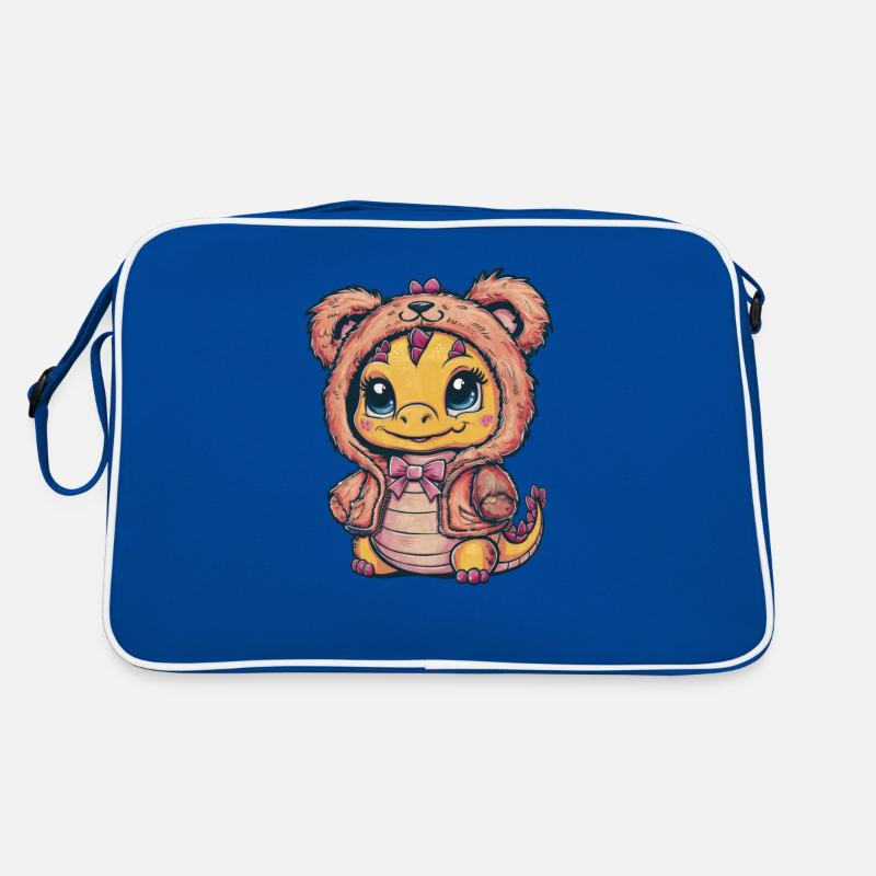 Mignon dragon kawaii de dessin animé en tenue de licorne. Sac Retro