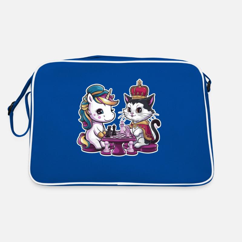 Licorne kawaii jouant aux échecs avec des pièces d’échecs Sac Retro